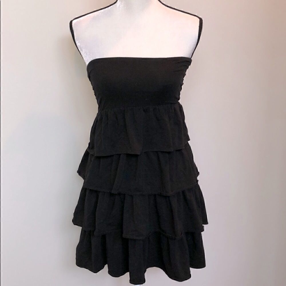 Jcrew black tiered ruffled dress or coverup size S